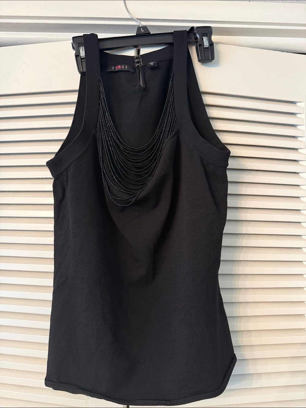 Cyrus Black Sleeveless Chain-Trim Camisole